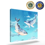 Blue whale cartoon version Canvas painting - LeobonZone