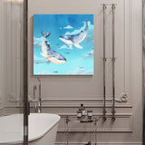 Blue whale cartoon version Canvas painting - LeobonZone