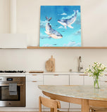 Blue whale cartoon version Canvas painting - LeobonZone