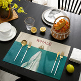 Vintage ocean whale Personalized Table Placemats - LeobonZone