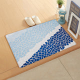 Indigo Blue Triangle mosaic marble Leather Doormat