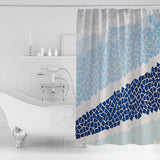 Indigo Blue Triangle mosaic marble Waterproof Durable Shower Curtain