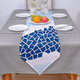 Indigo Blue Triangle mosaic marble Table Runner Place Mats Sharp Angle - LeobonZone