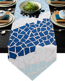 Indigo Blue Triangle mosaic marble Table Runner Place Mats Sharp Angle