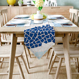Indigo Blue Triangle mosaic marble Table Runner Place Mats Sharp Angle - LeobonZone