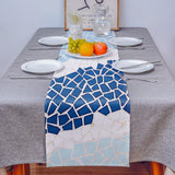 Indigo Blue Triangle mosaic marble Table Runner Place Mats - LeobonZone