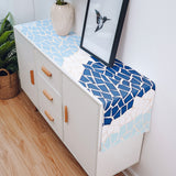 Indigo Blue Triangle mosaic marble Table Runner Place Mats - LeobonZone