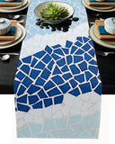 Indigo Blue Triangle mosaic marble Table Runner Place Mats