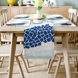 Indigo Blue Triangle mosaic marble Table Runner Place Mats - LeobonZone