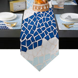 Indigo Blue Triangle mosaic marble Table Flag And Table Mat Suit Sharp angle - LeobonZone