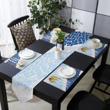 Indigo Blue Triangle mosaic marble Table Flag And Table Mat Suit Sharp angle - LeobonZone