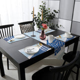 Indigo Blue Triangle mosaic marble Table Flag And Table Mat Suit Sharp angle - LeobonZone