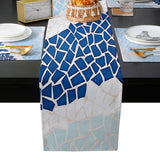 Indigo Blue Triangle mosaic marble Table Flag And Table Mat Suit - LeobonZone