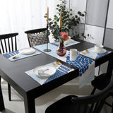 Indigo Blue Triangle mosaic marble Table Flag And Table Mat Suit - LeobonZone