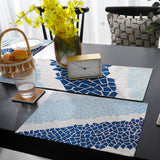 Indigo Blue Triangle mosaic marble Table Flag And Table Mat Suit - LeobonZone