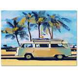 Summer seaside bus Right Angle Felt Rugs - LeobonZone