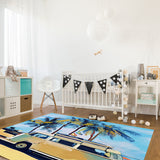 Summer seaside bus Right Angle Felt Rugs - LeobonZone