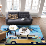 Summer seaside bus Right Angle Felt Rugs - LeobonZone