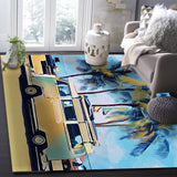 Summer seaside bus Right Angle Felt Rugs - LeobonZone