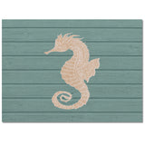 Cyan wood grain background seahorse Right Angle Felt Rugs - LeobonZone