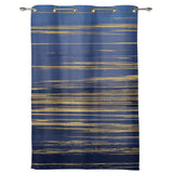 Blue Marbling yellow lines window curtains - LeobonZone