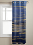 Blue Marbling yellow lines window curtains - LeobonZone