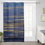 Blue Marbling yellow lines window curtains