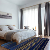 Blue Marbling yellow lines Sponge Rillet Rubber Rugs - LeobonZone