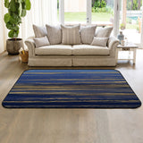 Blue Marbling yellow lines Sponge Rillet Rubber Rugs