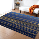 Blue Marbling yellow lines Right Angle Felt Rugs - LeobonZone