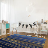Blue Marbling yellow lines Right Angle Felt Rugs - LeobonZone