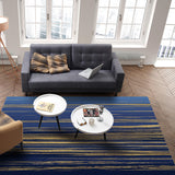 Blue Marbling yellow lines Right Angle Felt Rugs - LeobonZone
