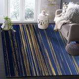 Blue Marbling yellow lines Right Angle Felt Rugs - LeobonZone