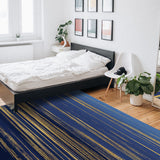 Blue Marbling yellow lines Right Angle Felt Rugs