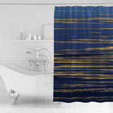 Blue Marbling yellow lines Waterproof Durable Shower Curtain - LeobonZone