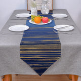Blue Marbling yellow lines Table Runner Place Mats Sharp Angle - LeobonZone