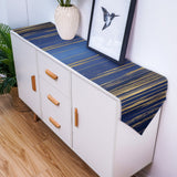 Blue Marbling yellow lines Table Runner Place Mats Sharp Angle - LeobonZone