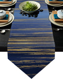 Blue Marbling yellow lines Table Runner Place Mats Sharp Angle