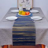 Blue Marbling yellow lines Table Runner Place Mats - LeobonZone