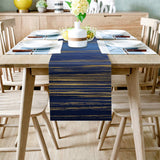 Blue Marbling yellow lines Table Runner Place Mats - LeobonZone