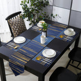 Blue Marbling yellow lines Table Flag And Table Mat Suit Sharp angle - LeobonZone