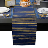 Blue Marbling yellow lines Table Flag And Table Mat Suit - LeobonZone