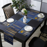 Blue Marbling yellow lines Table Flag And Table Mat Suit - LeobonZone