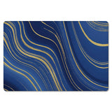 Marbling Abstract blue background Leather Doormat - LeobonZone