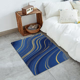 Marbling Abstract blue background Leather Doormat - LeobonZone