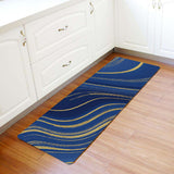 Marbling Abstract blue background Leather Doormat - LeobonZone