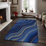 Marbling Abstract blue background Sponge Rillet Rubber Rugs - LeobonZone
