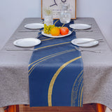 Marbling Abstract blue background Table Runner Place Mats - LeobonZone