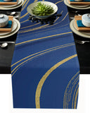 Marbling Abstract blue background Table Runner Place Mats