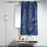 Round marbling Abstract blue background window curtains - LeobonZone